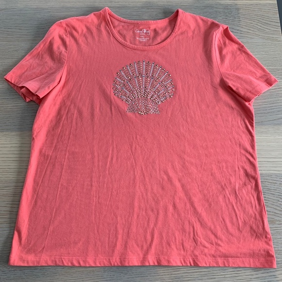 Cute Embellished Coral Bay T-shirt (XLP) - Picture 1 of 4